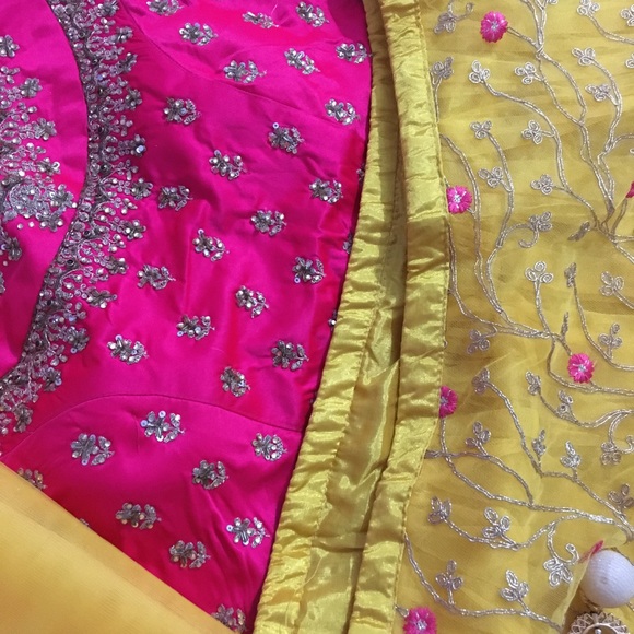 Lehenga in Yellow and Pink - Picture 4 of 16